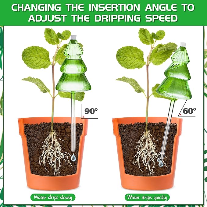 12 oz Large Plant Watering Globes, Glass Self Watering Globes, Unique Christmas Tree Self Watering Planter Insert, Vacation Plant Watering Devices, Automatic Watering Bulbs (Large-2 Pack)