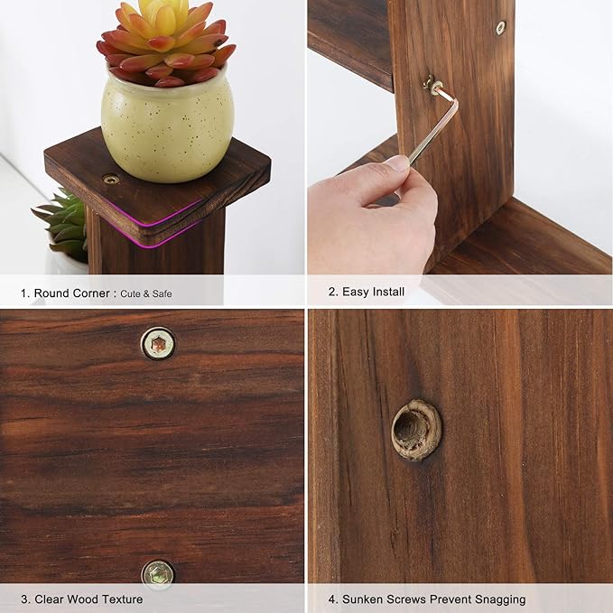Wood Desktop Plant Stand Indoor - Windowsill Plant Shelf Small Tabletop Plant Holder, Flower Display Rack for Succulent Herb in Living Room Office 6 Tiers