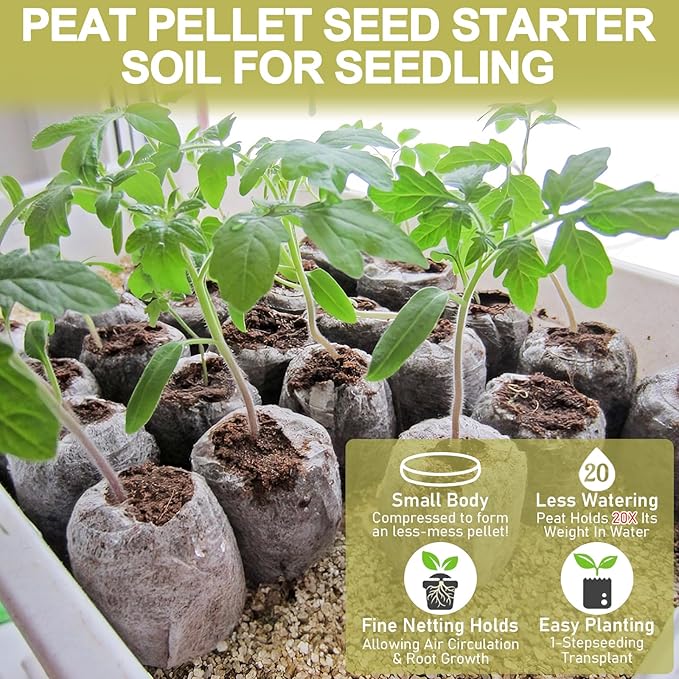 Legigo 200 Pcs 50mm Seed Starter Peat Pellets for Seedlings- Compressed Seed Starter Pods Seed Starting Pellets Plugs Soil Peat Pods for Starting Seeds, Garden Planting Herb Flower Vegetables