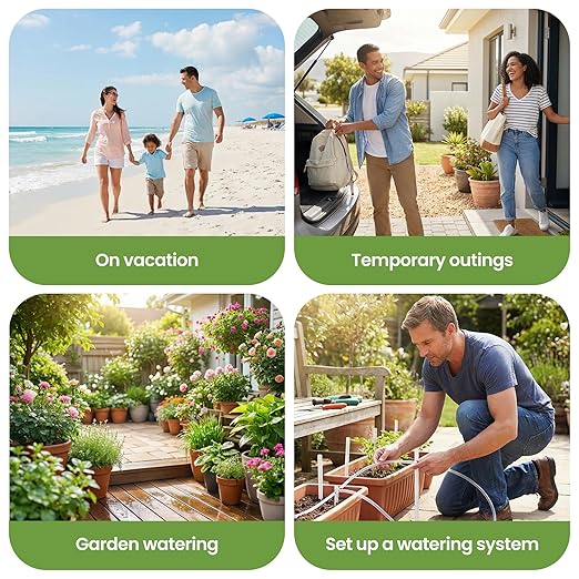 Automatic Drip Irrigation Kit, Solar & USB Rechargeable Auto Plant Watering System with Programmable Timer, Anti-Siphon Valve, DIY Irrigation System for up to 15 Outdoor/Indoor Potted Plants