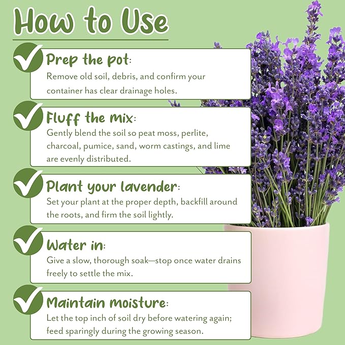 Soil Sunrise Lavender Potting Soil Mix (8 Quarts) Indoor/Outdoor Container Gardening Blend for Lavender Herb Plants