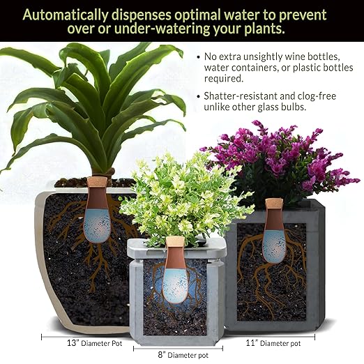Ollas (Set of 4) | 12oz Terracotta Plant Watering Globes - Self Watering Planter Insert - Automatic Plant Watering Devices | Vacation Watering Pots for Indoor & Outdoor Plants