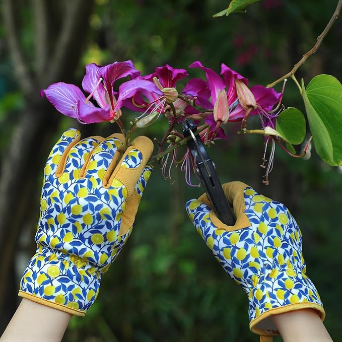 Tavaleu Gardening Gloves for Women, Thorn Proof Puncture Resistant Leather Garden Gloves, Breathable Working Gloves
