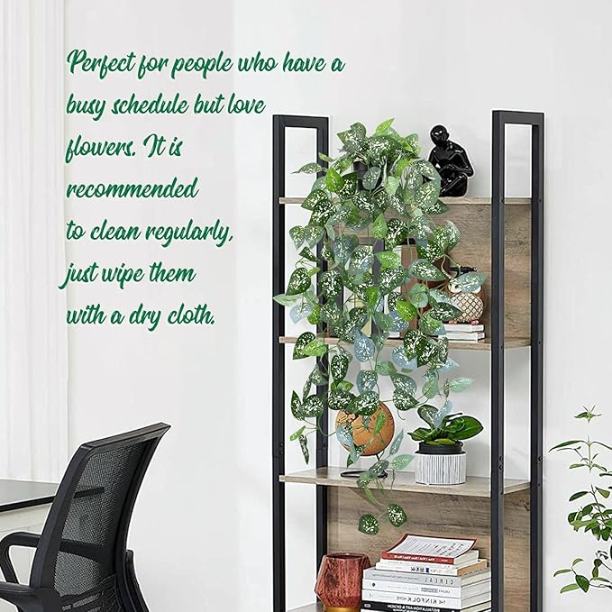 LOYWREE 3 Pack 39-in Long Fake Hanging Plant with Pot Faux Pothos Artificial Potted Plants Small Faux Ivy Vine Plant for Indoor Outdoor Aesthetic Office Living Room Shelf Decor (Black Pot)