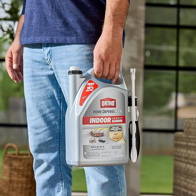 Ortho Home Defense Max Indoor Insect Barrier with Extended Reach Comfort Wand - Ready-To-Use Home Bug Spray, Kills Ants, Roaches, Spiders, Fleas and Ticks, 1 gal.