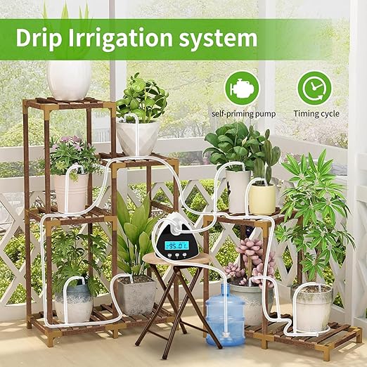 Automatic Plant Waterer Indoor | Drip Irrigation System with LED Display, Self-Priming Pump & 10 Drip Emitters