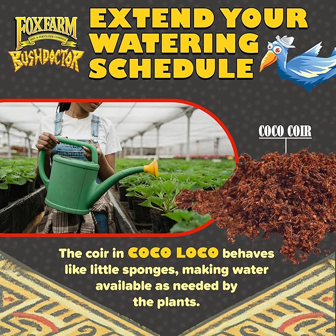 FoxFarm Bush Doctor Coco Loco Potting Mix, 2cu ft (Pack of 6) - Extends Your Watering Schedule, Triple-Washed to Reduce Salt Content - Perfect for Cultivating Vigorous Plants