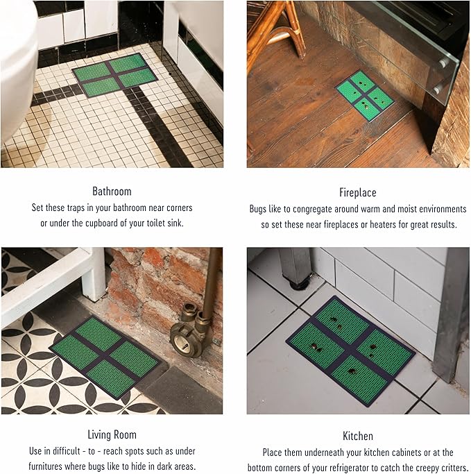 Catcher Labs Mini Insect Traps (48 Traps) | Extra Sticky Pre-Baited Glue Boards, Trap & Kill Most Crawling Insects and Bugs