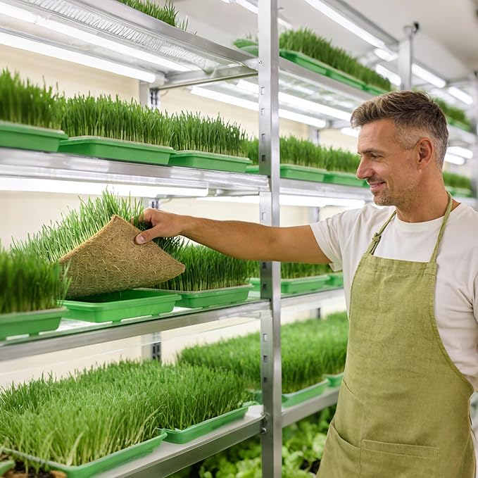 KEOHOLI 10" x 217" Microgreens Growing mat,Grass Seed mat, Natural Hydroponic Pad for Wheatgrass, Bean Sprouts, Pea Shoots, Indoor Organic Gardening Supplies