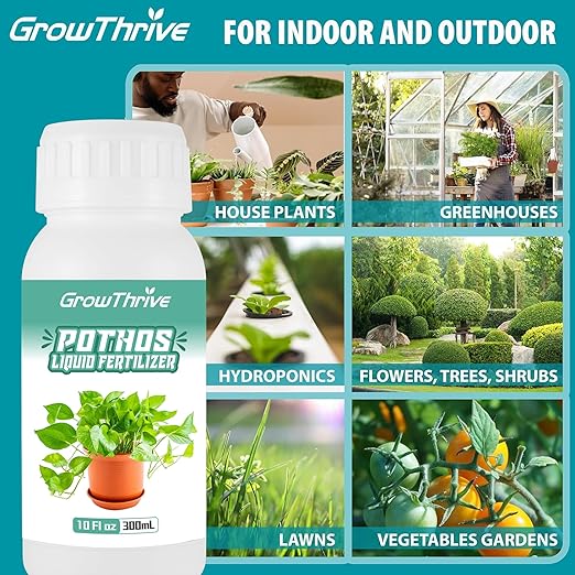 Organic Pothos Plant Food Liquid Fertilizer (10 oz) - Probiotic Nutrient Solution for Indoor Houseplants, Vibrant Leaves & Root Growth