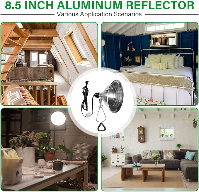 Simple Deluxe Clamp Lamp Light with 8.5 Inch Adjustable Aluminum Reflector and 6 Feet Cord, up to 150W E26 Socket (no Bulb Included), Silver and Black, 4 Pack