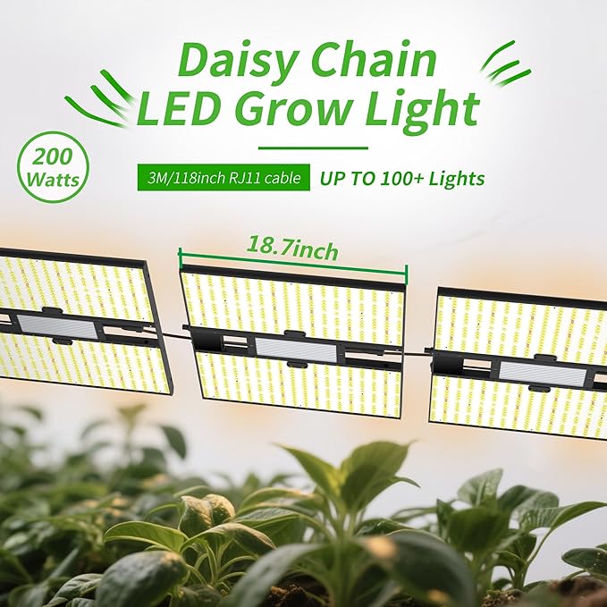 FARMLITE Grow Light for Indoor Plants Grow Light Full Spectrum Led Grow Lights Growing Lamp Daisy Chain Dimmable (200Watts)