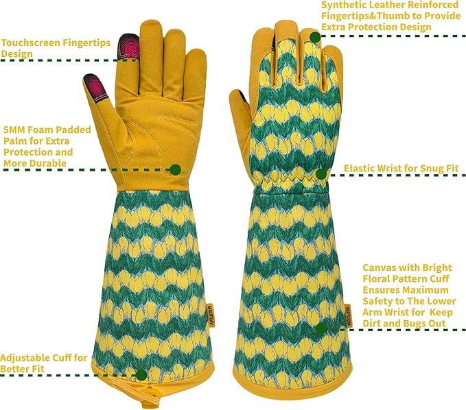 Long Gardening Garden Gloves,Thorn-proof&Puncture Resistance Rose Cactus Gauntlet Glove for Gardener,Gifts