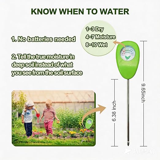 Garden Hose 50FT, Non-Expanding Water Hose, Tangle-Free Hose with 3/4" Leak-Proof Fittings, Ultra Lightweight, Burst-Resistant, Flexible Hose for Yard, Lawn, Outdoor Use with Bonus Soil Moisture Meter