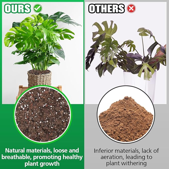 1.6QT Monstera Soil Potting Mix - Natural Organic Tropical Plant Soil for Improving Growth Rate, Sustainable Houseplants Growing Media for Indoor Bonsai Succulents Moisture Retention Drainage