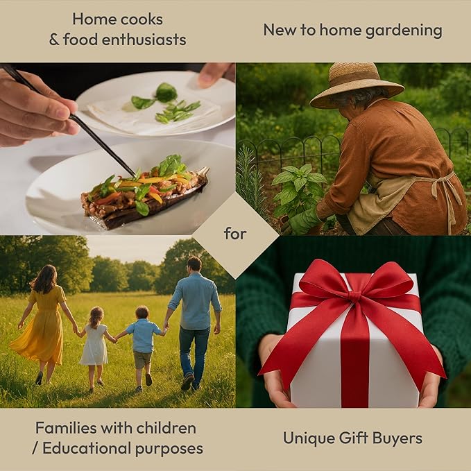 Window Herb Garden Kit – 10 GMO-Free Indoor Herbs with Biodegradable Bamboo Pots – Eco-Friendly Kitchen Planter Set for Easy Gardening & Sustainable Growing – A Unique Gift for Women and Kids