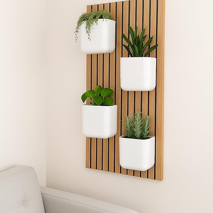Phoenix Vine 6.5 Inch Wall Mounted Self-Watering Planter Pot for Indoor Houseplants and Herbs | Hanging Planter for Window Sills, Bathroom Walls, Home & Office Décor, White, Set of 1, 01-C-D-1