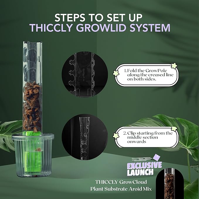 THICCLY Medium GrowLid 5 Pcs (Royal Blue) - Self Watering Clear D-Shaped Plastic Moss Pole Hydroponics Growing System Kratky Hydroponic Kit Moss Pole Monstera Plant Support Philodendron and Anthuriums