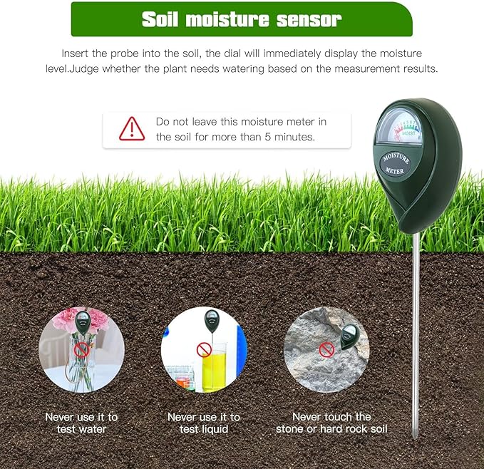 Soil Hygrometer Sensor, Battery-Free Water Moisture Meter for Plants/Garden Care, Indoor/Outdoor Use, Green, 2 Pack by YTXXDEUS