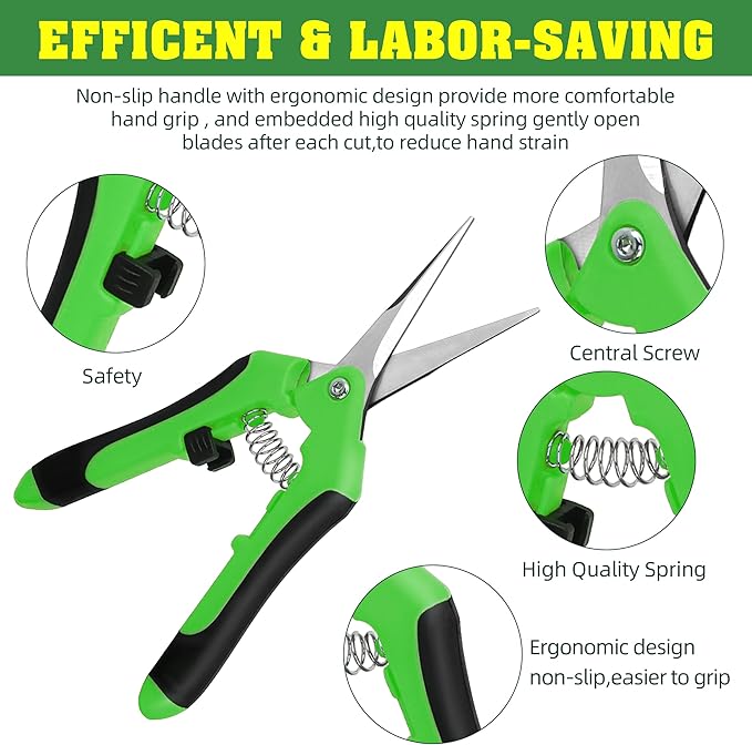EWPJDK 4 Pack Garden Shears, Stainless Steel Shears Gardening Tools, Scissors, Garden Clippers, Pruning Shears for Gardening Shears & Scissors (Green)