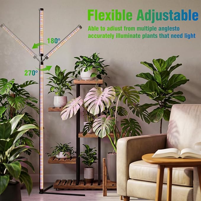 48W Standing Grow Light for Indoor Plants, 65" Modular Vertical Grow Light with 480 LEDs Full Spectrum, High-Output Plant Floor Lamp for Large Trees, Plant Shelves & Corners, 3 Modes, Timer