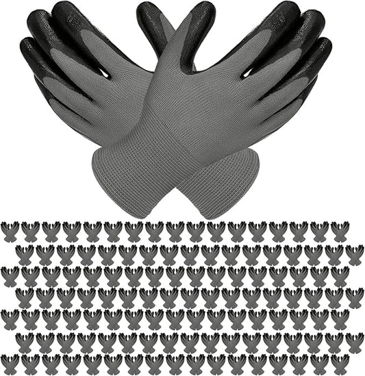 YOUKE OLA 120 Pair Gardening Gloves for Men Women, Breathable Rubber Coated Garden Gloves Working Gloves for Gardening, Construction Black 9/Large