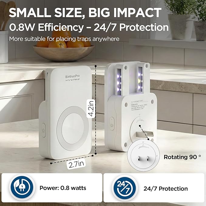 2 Flying Insect Traps+10 Refill Cartridges, 2026 2nd Gen, UV/Blue/Yellow Light Plug in Fly Trap & Indoor Bug Catcher for Gnats, No-Mess Bug Zapper, House & Fruit Flies, 7 * 24hrs Pest Control