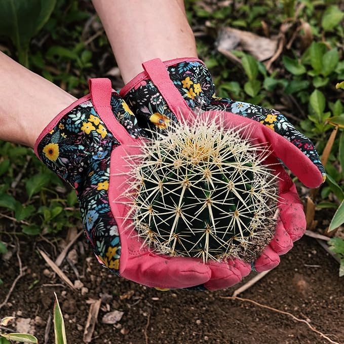 Trifabricy Gardening Gloves for Women, Breathable Leather Garden Gloves with Grip, Thorn-Proof Puncture-Resistant Work Gloves