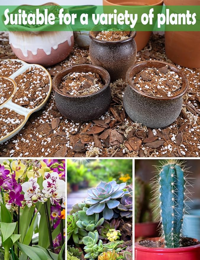 TOYPOPOR 3qt Orchid Potting Mix with Moss Pine Bark Mulch Perlite Stone & Coco Peat Natural Ingredients, Orchid Repotting Kit Drainage Indoor Potting Medium Great for Plant Root Climbing & Expanding