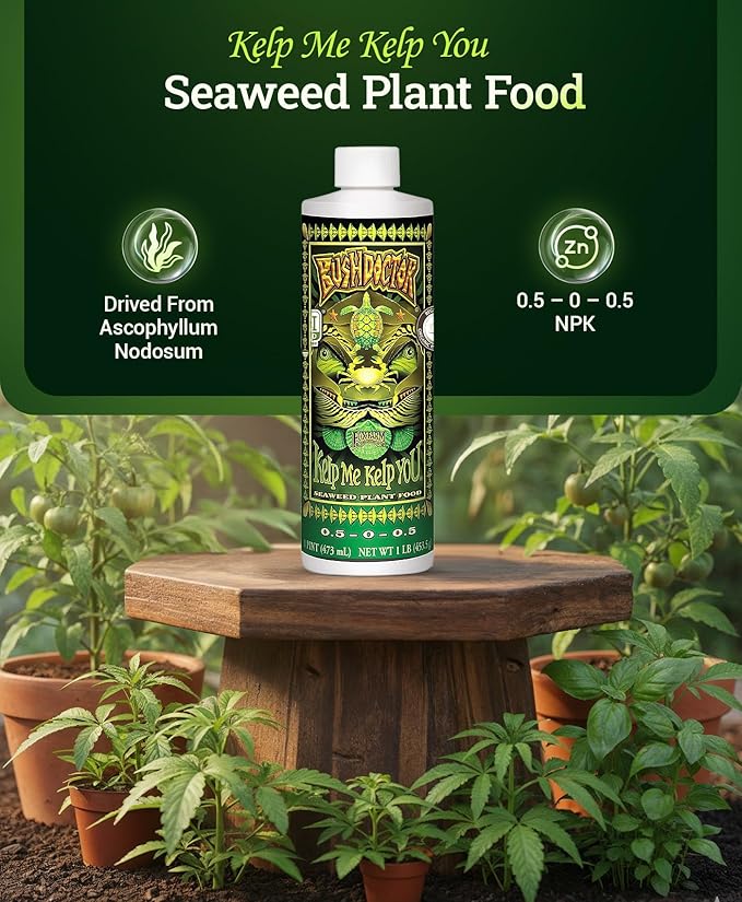 FoxFarm Bush Doctor Kelp Me Kelp You Seaweed Plant Food - 0.5-0-0.5 Liquid Kelp Fertilizer for Gardens, Hydroponic & Drip Irrigation Systems - Nutrient Uptake & Plant Growth - 1 Gallon