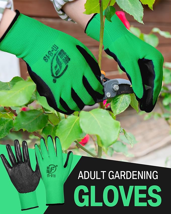 Potchen 72 Pairs Gardening Work Gloves Bulk for Men Women, Rubber Coated Garden Multipack Safety Construction Glove