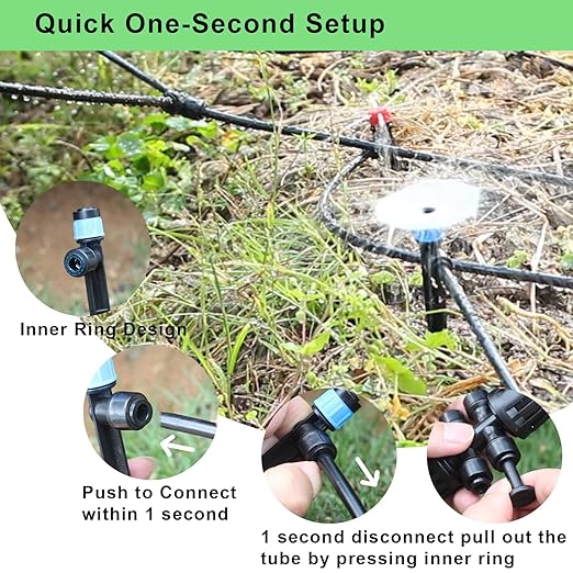 Drip Irrigation System Kit – 2026 New Quick-Connect Automatic Watering & Misting System with 48FT 1/2" Tubing, Large Coverage & Water-Saving for Greenhouses, Lawns, Gardens, Raised Beds
