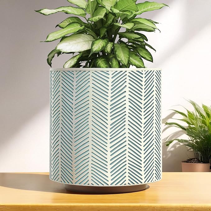 GUGUGO Slash Line Plant Pots, Boho Modern Geometric Planters Pots for Indoor Plants, Cute Unique Flower Pot with Drainage, Eclectic Colorful Small Succulent Planter Funky Gardening Pot Gifts, White