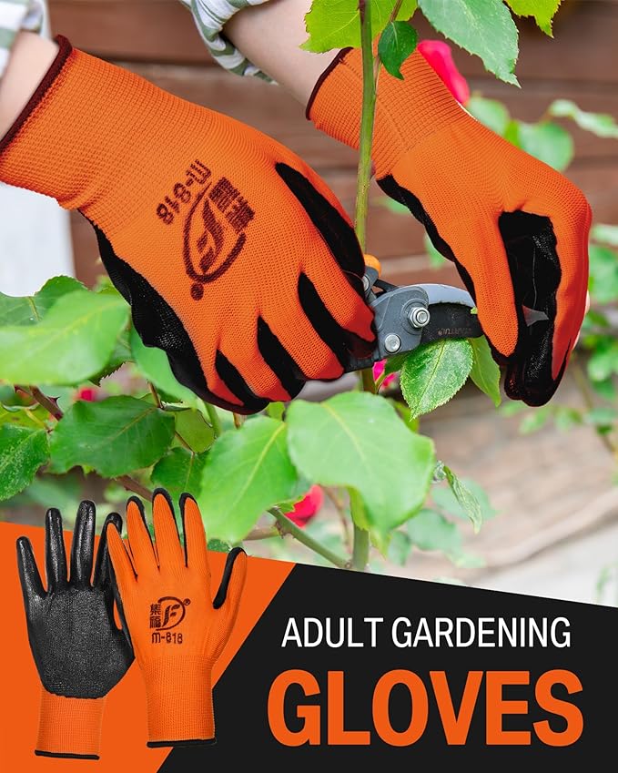 Potchen 72 Pairs Gardening Work Gloves Bulk for Men Women, Rubber Coated Garden Multipack Safety Construction Glove