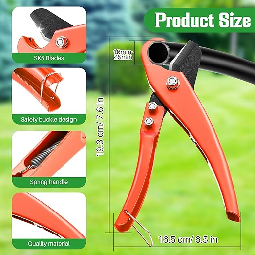 Feekoon Drip Irrigation Punch Hole Tubing Cutter Tools with Barbed Connectors, 2-in-1 Drip Tubing Hole Punch for 1/4 Inch Fitting 16 20 25 mm PE Pipe and Emitter (Orange,115 Irrigation Plugs)