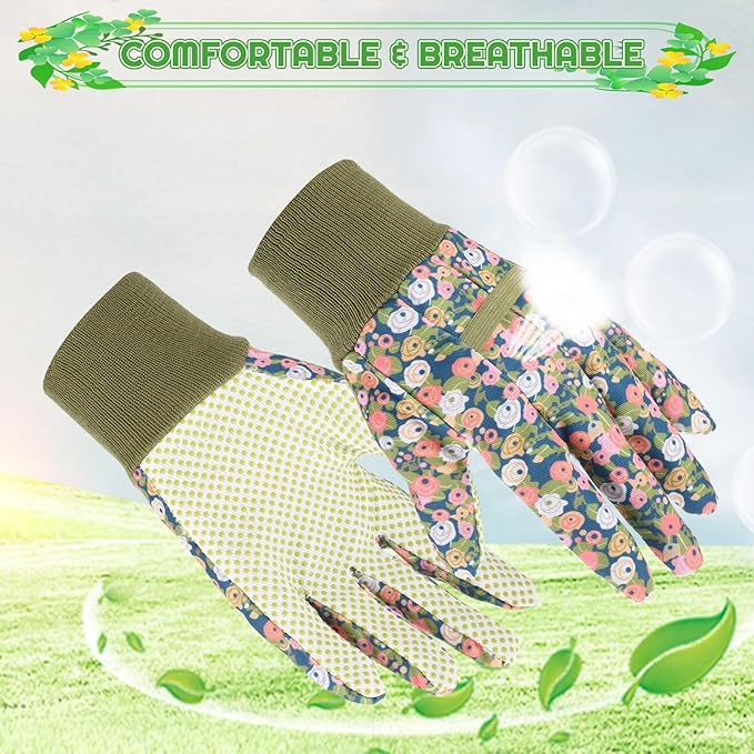 4 Pairs Gardening Gloves for Women Breathable Floral Garden Gloves with Non-Slip Grip Work Glove for Weeding Planting