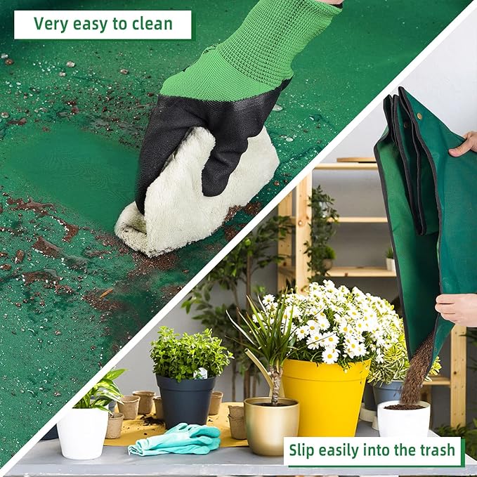 Extra Large Repotting Mat for Indoor Plant Transplanting and Mess Control, 43" X 29" Thickened Waterproof, Foldable and Easy to Clean, Suitable for Succulent Plants, Green