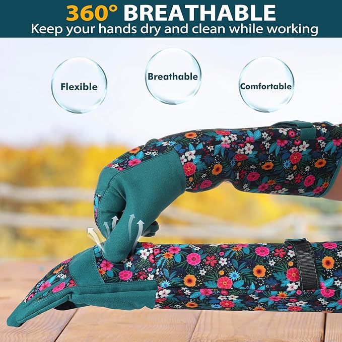 Trifabricy Gardening Gloves for Women, Breathable Leather Garden Gloves with Grip, Thorn-Proof Puncture-Resistant Work Gloves