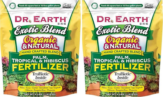 DR EARTH INC 756P Exotic Dr. Earth Exoitc Blend Palm, Tropical & Hibiscus Fertilizer 4lb, Natural (Pack of 2)