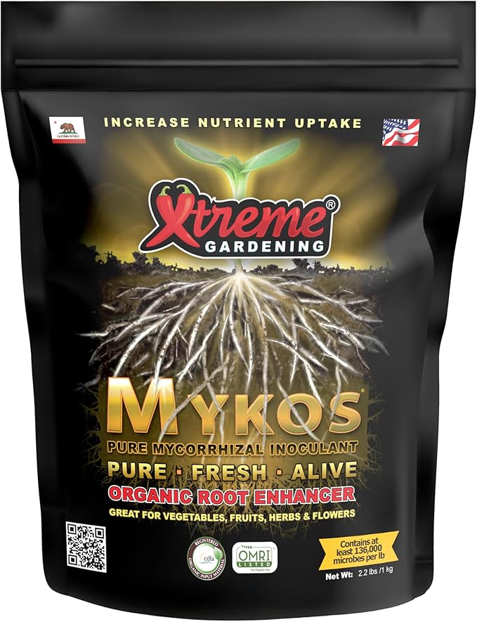 Xtreme Gardening Mykos 2.2 lb – Mycorrhizal Fungi Root Stimulator for Plants – Organic Root Booster for Stronger Roots, Bigger Growth & Higher Yields – Mycorrhizae for Vegetables, Flowers & Trees