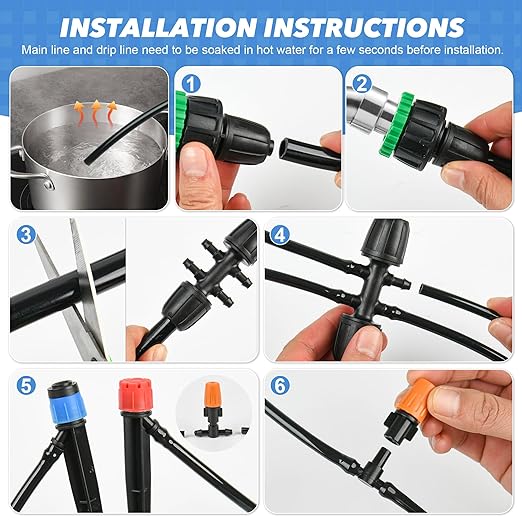 232FT(en) TATA Drip Irrigation System Automatic Garden Irrigation System Kit - Smart Drip & Sprinkler Watering System for Lawns, Flower, Vegetable Gardens -Water-Efficient Quick-Connect Fittings