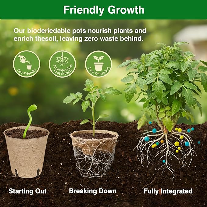 Peat Pots 150 Pack with 100 Plant Labels, 3.15 Inch Biodegradable Seedling Nursery Pots with Drainage Holes