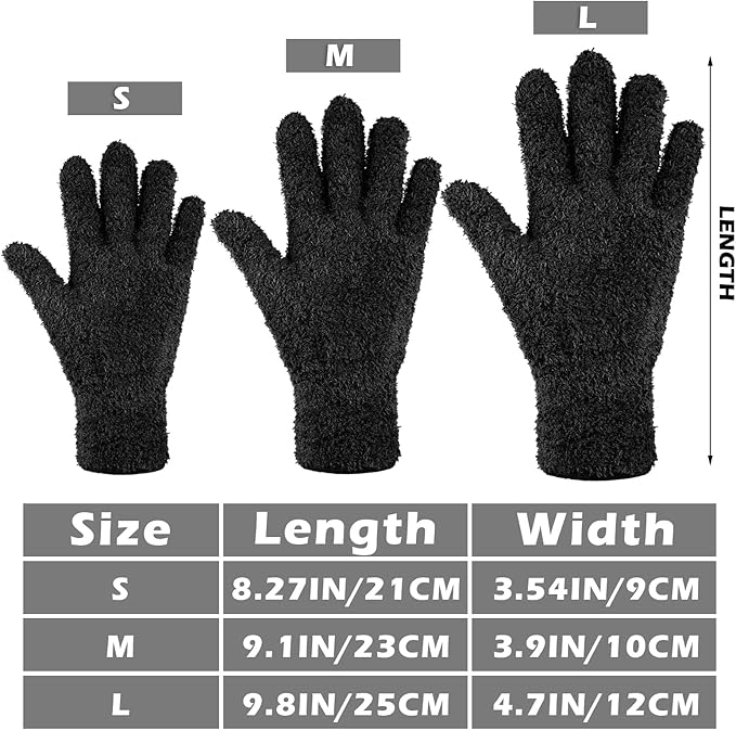 Patelai 3 Pairs Microfiber Plant Dusting Gloves Leaf Cleaning Gloves for Indoor Plants, Blinds, Furniture, House (Black,Navy,Yellow,Large)