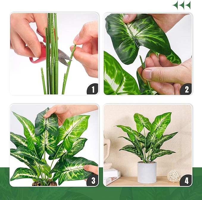 JC nateva 16" Small Fake Plants Artificial Tropical Faux Plants Indoor for Office Desk Shelf Bathroom Home Decor
