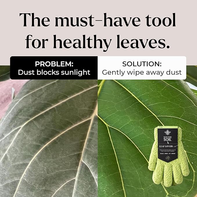 BLESS YOUR SOIL Microfiber Dusting Gloves for Plants, 2 Pairs | Leaf Cleaning Gloves for Houseplants | Reusable, Lint Free