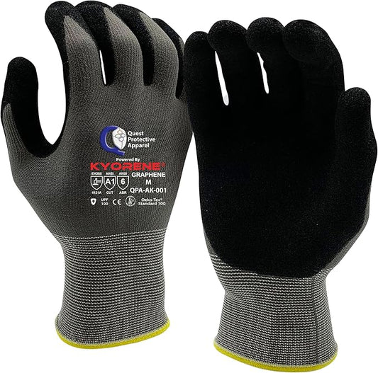 Quest Protective Apparel Cut Resistant Work Gloves (ANSI A1) – Lightweight Graphene Gloves for Gardening,DIY, Mechanical & General Handling – Breathable Grip Gloves for Men & Women – Medium, Pack of 1