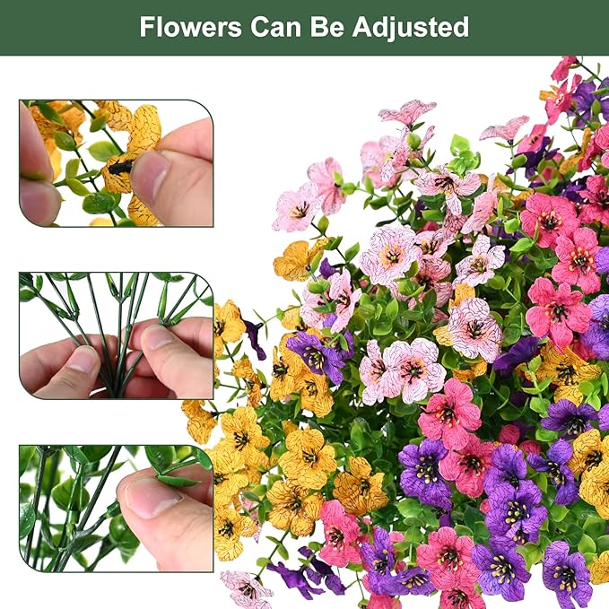 trytuny Artificial Flowers for Outdoor, UV Resistant Fake Silk Flowers, Realistic Faux Plants for Outside Indoor Porch Patio Window Box Planter Home Decor (20, Pink)