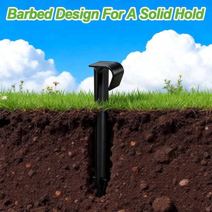 RedChili 50 Pack 1/2 Inch Irrigation Tubing Hold Down Anchor Stakes, Heavy Duty Drip Tubing Stakes 1/2" Drip Irrigation Tubing Fittings for Lawn Raised Bed Greenhouse Plant Watering System