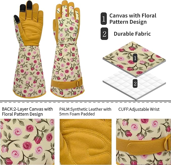 Long Gardening Garden Gloves,Thorn-proof&Puncture Resistance Rose Cactus Gauntlet Glove for Gardener,Gifts
