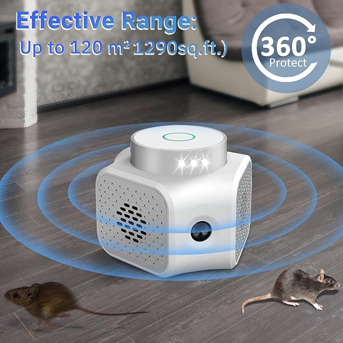 CYBERGIANT Rodent Repellent Ultrasonic Plug in - Squirrel Deterrent, Mouse Deterrents That Work, Rodent Repellent Indoor - Squirrel Repellent for Attic Garage RV - Rat Repellent Ultrasonic - UR02